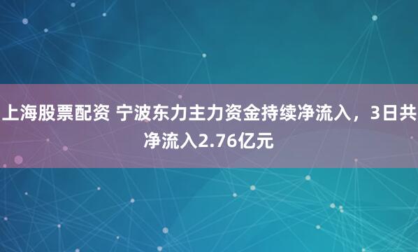 上海股票配资 宁波东力主力资金持续净流入，3日共净流入2.76亿元