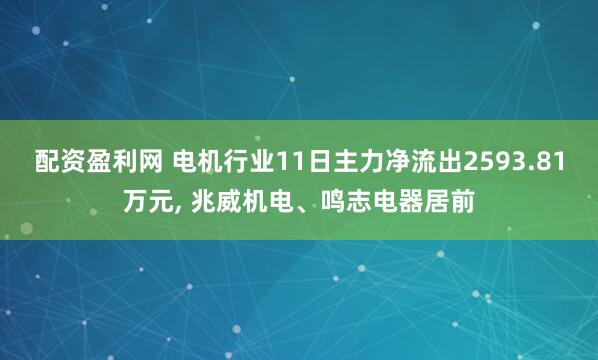 配资盈利网 电机行业11日主力净流出2593.81万元, 兆威机电、鸣志电器居前
